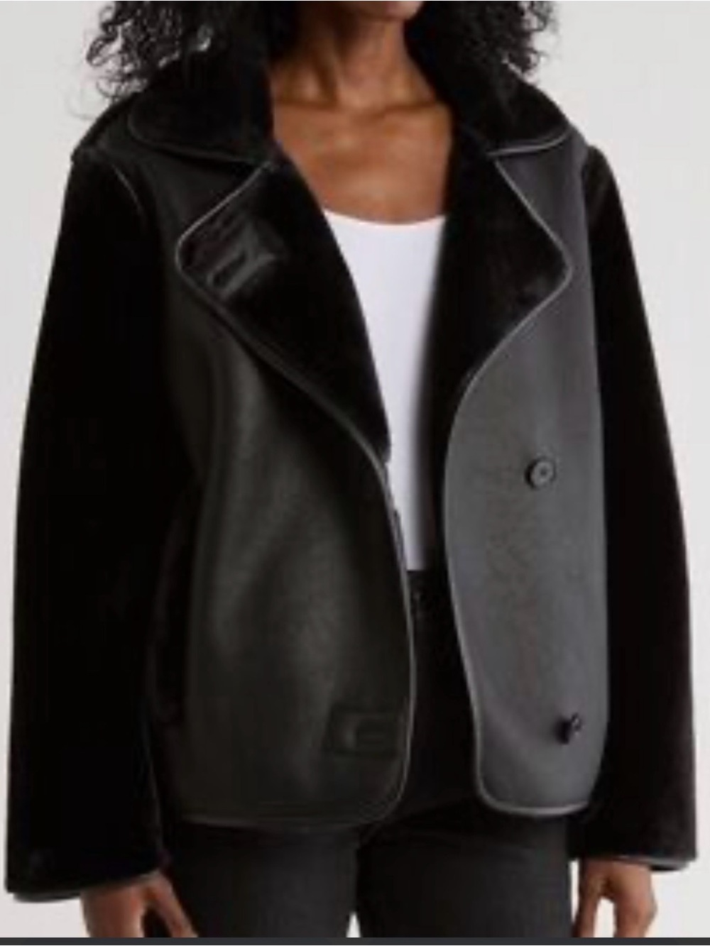 NWT Hudson Black Moto Jacket Women's Sz Small Oversized Nordstrom Vegan Fur